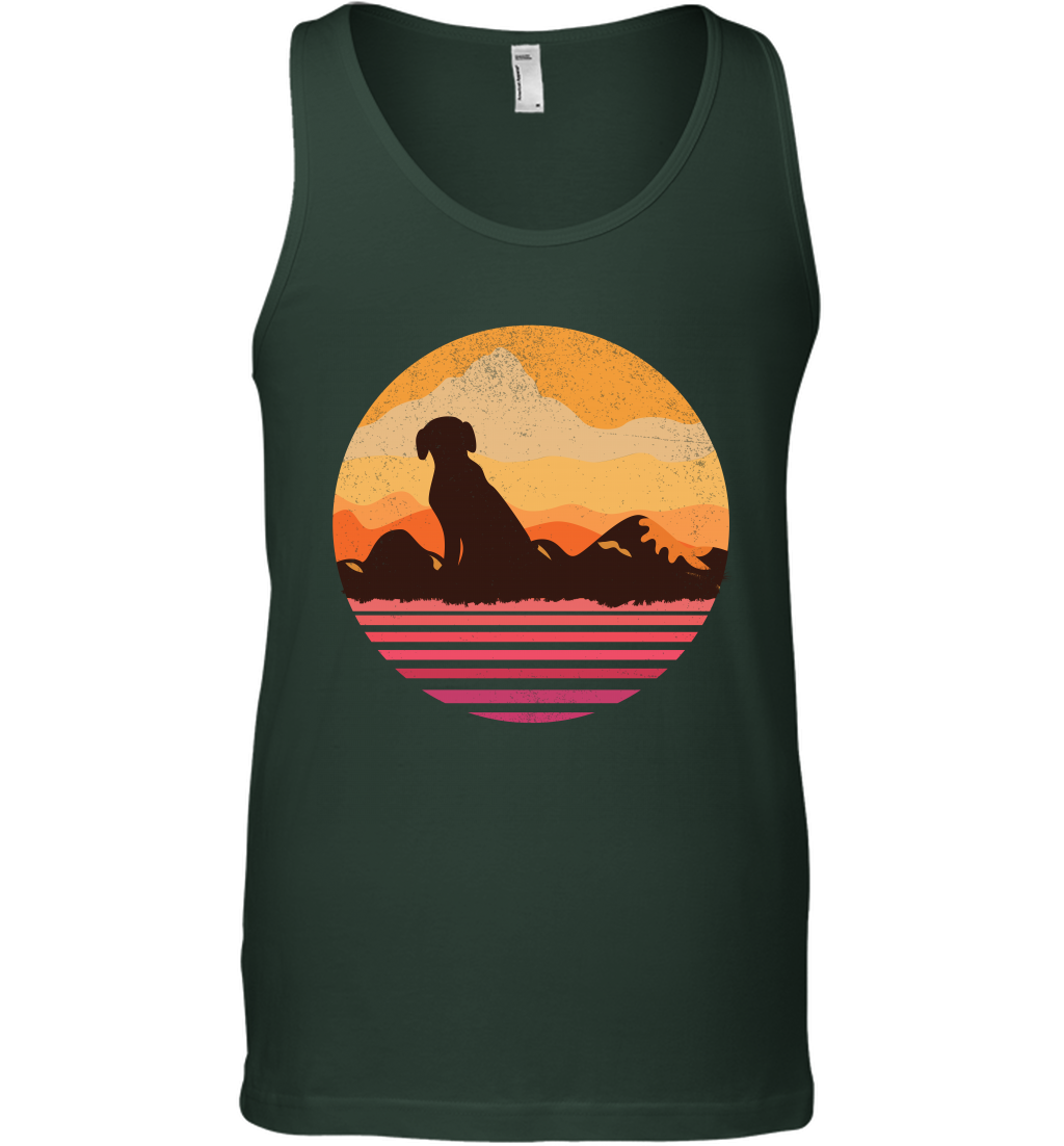 Dog In Sunset Vintage Shirt Tank Top Forest Green
