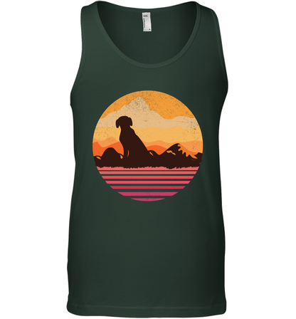 Dog In Sunset Vintage Shirt Tank Top Forest Green