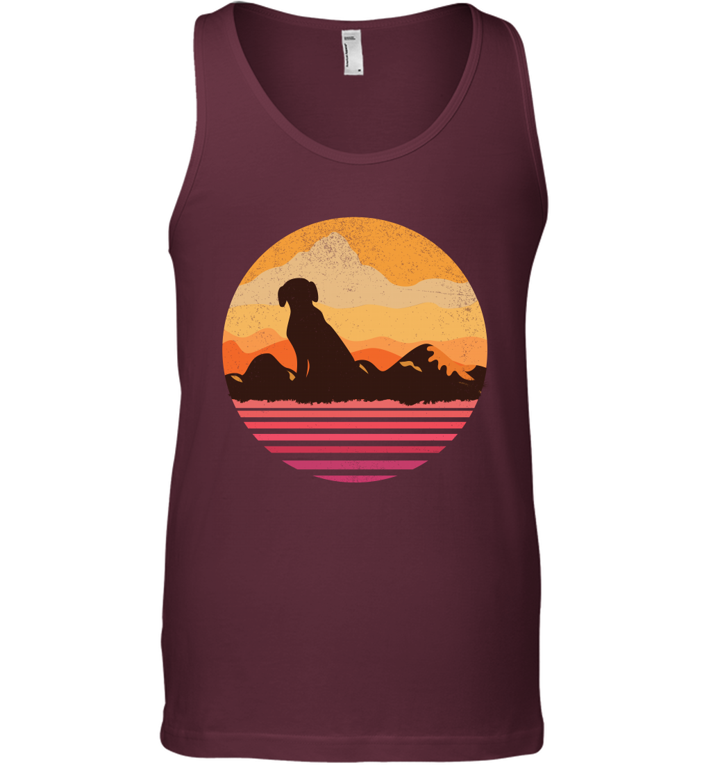 Dog In Sunset Vintage Shirt Tank Top Maroon