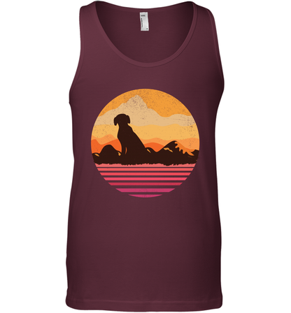 Dog In Sunset Vintage Shirt Tank Top Maroon