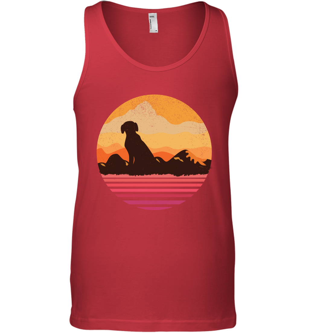Dog In Sunset Vintage Shirt Tank Top Red