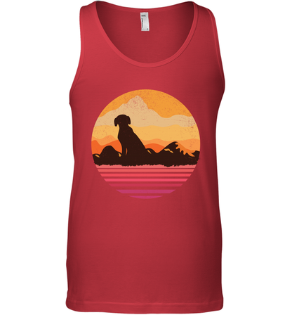 Dog In Sunset Vintage Shirt Tank Top Red