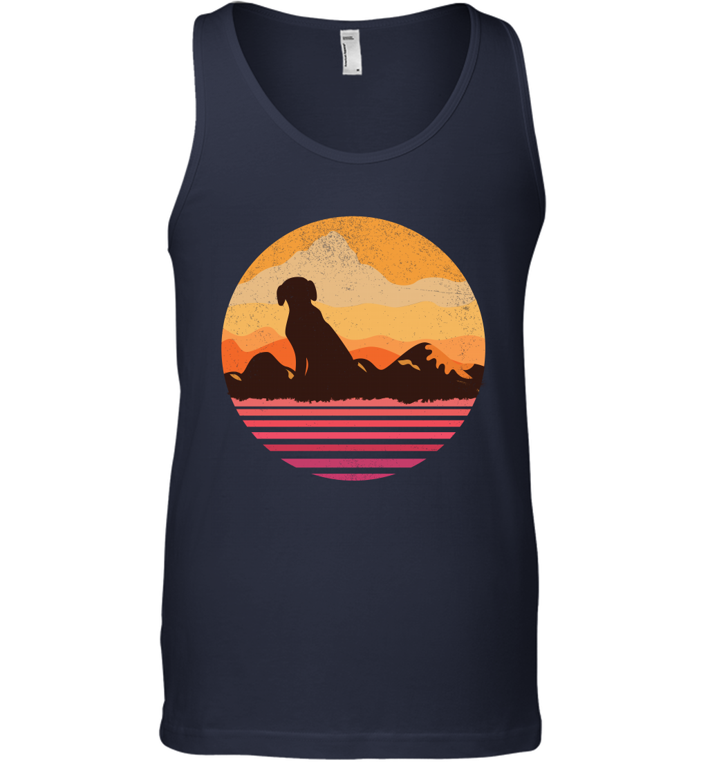 Dog In Sunset Vintage Shirt Tank Top Navy