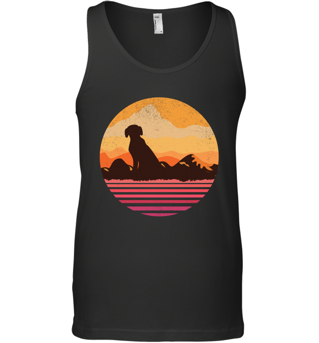 Dog In Sunset Vintage Shirt Tank Top Black