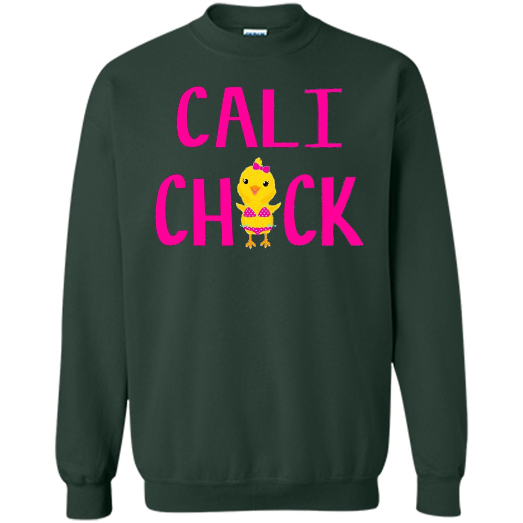 Cali Chick Cute Bikini Yellow Bird Funny T-shirt Forest Green