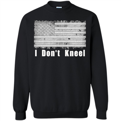 American T-shirt I Don't Kneel Patriotic American Flag Black