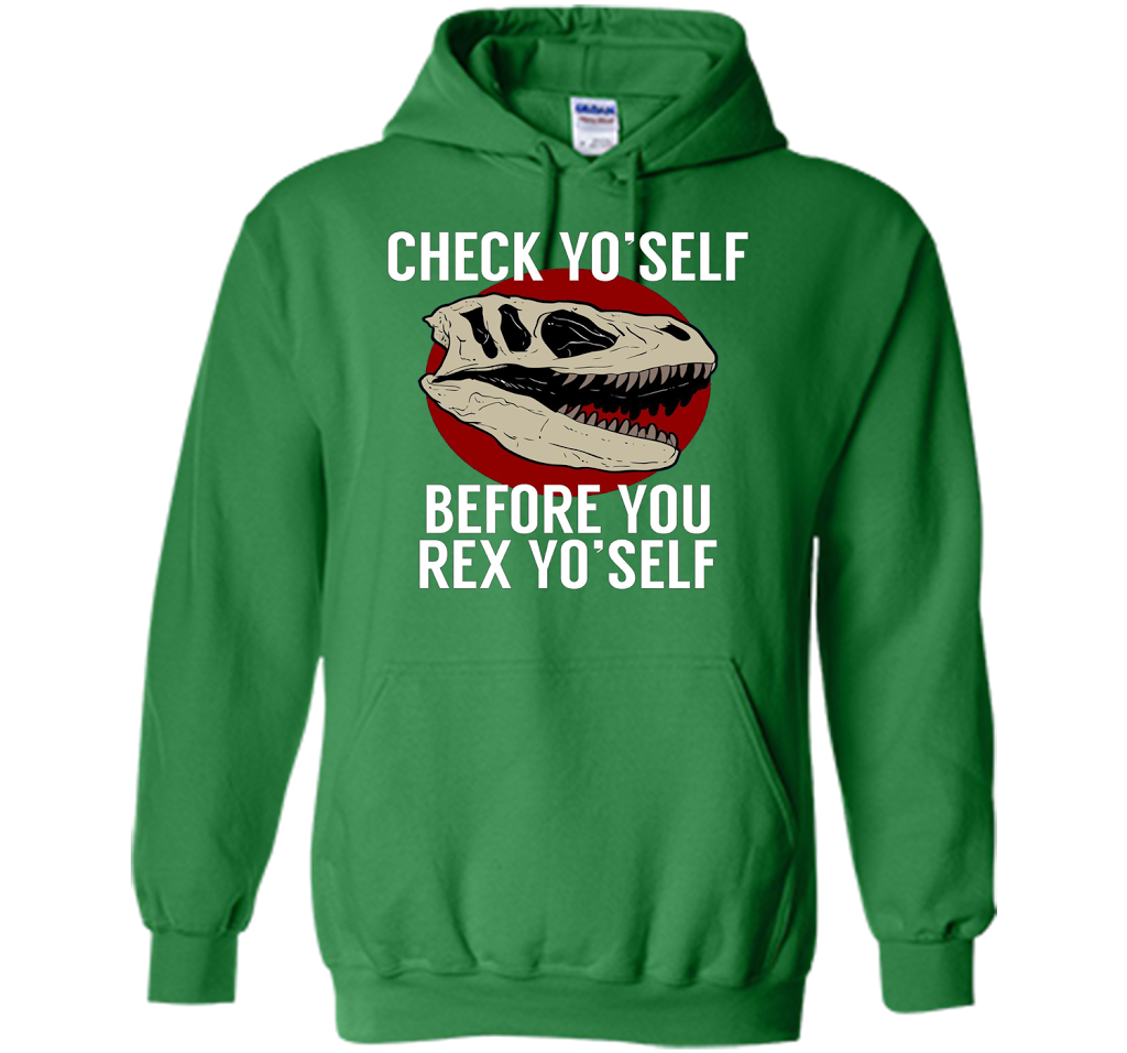 Dinosaur T-shirt Check Yo'Self Before You Rex Yo'Self T-shirt Irish Green