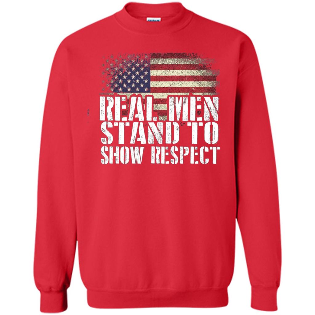 Military T-shirt Real Men Stand To Show Respect Red