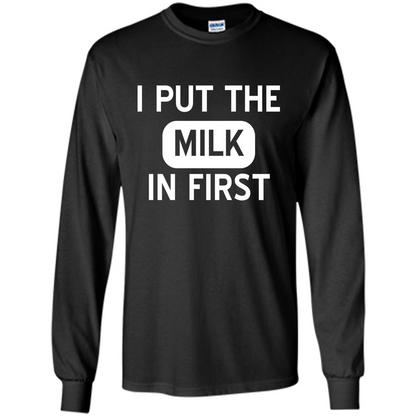 England British Biscuit Cereal T-shirt I Put The Milk In First Black