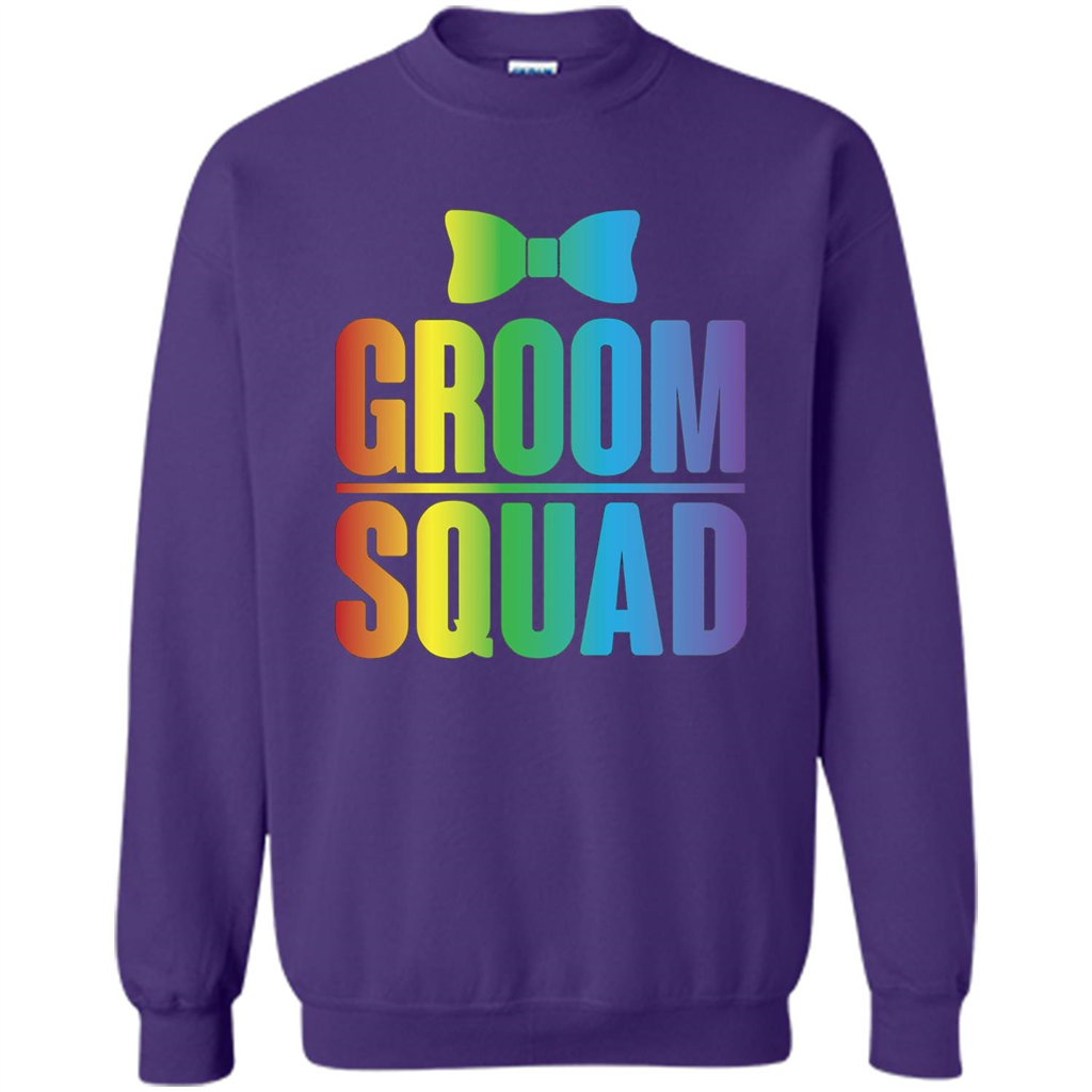 Groom Squad Bachelor Party Rainbow Bowtie T-Shirt Orange