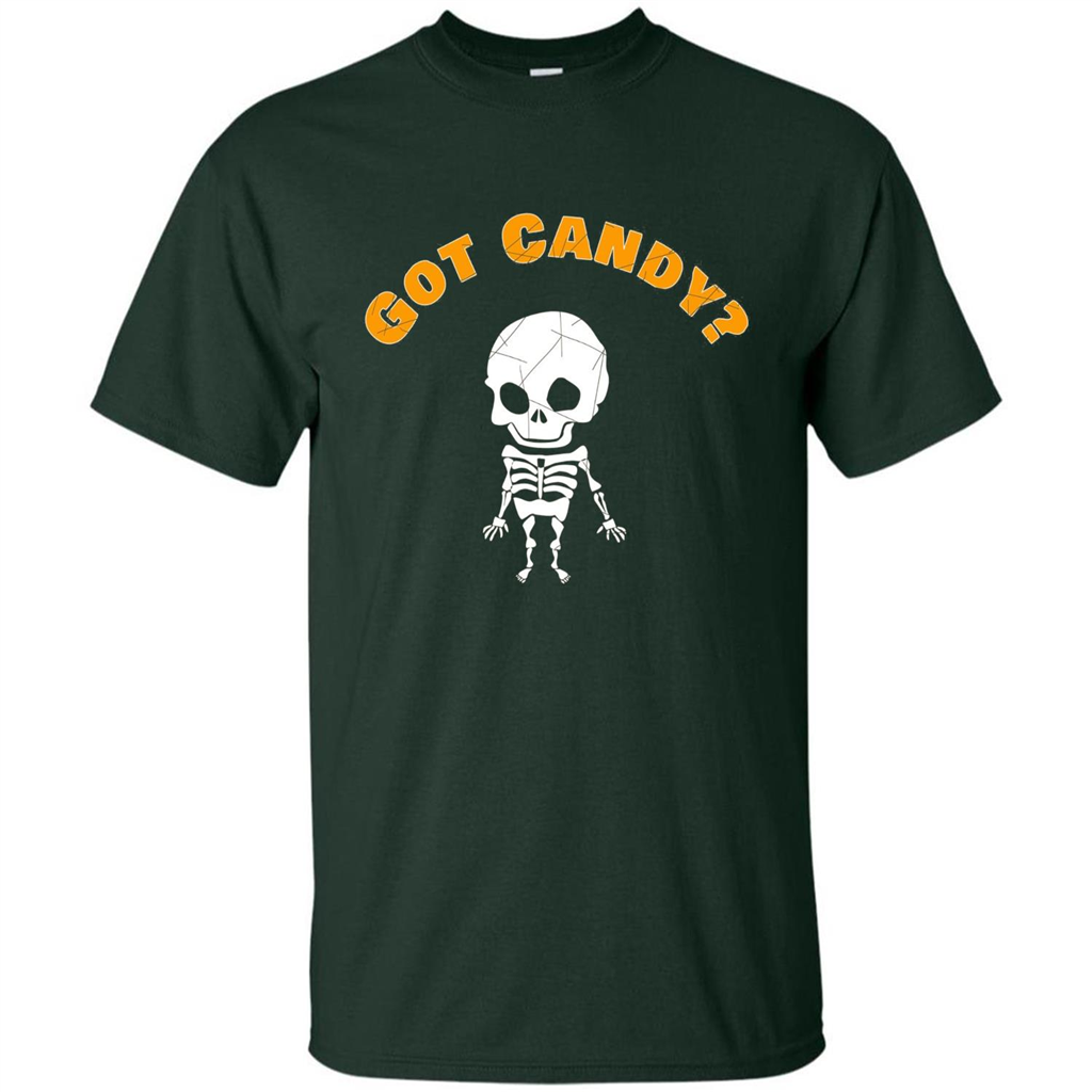 Cute Skeleton Asking For Candy Halloween T-shirt Forest Green