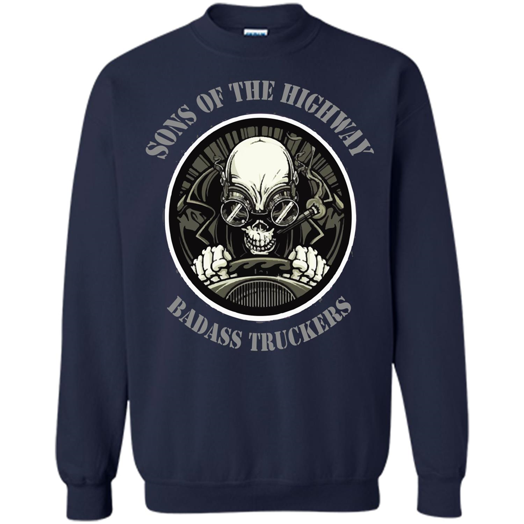 Trucker T-shirt Sons Of The Highway Badass Truckers T-shirt Navy