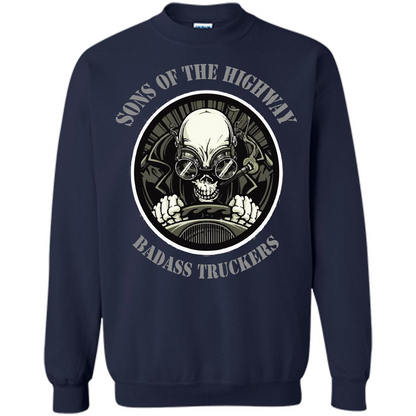 Trucker T-shirt Sons Of The Highway Badass Truckers T-shirt Navy
