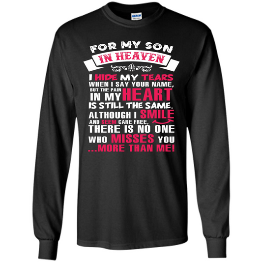 Family T-shirt For My Son In Heaven I Hide My Tears T-shirt Black