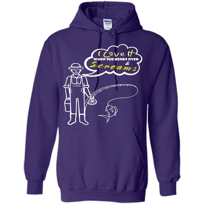 Fishing T-shirt I Love It When She Bends And Scream Purple