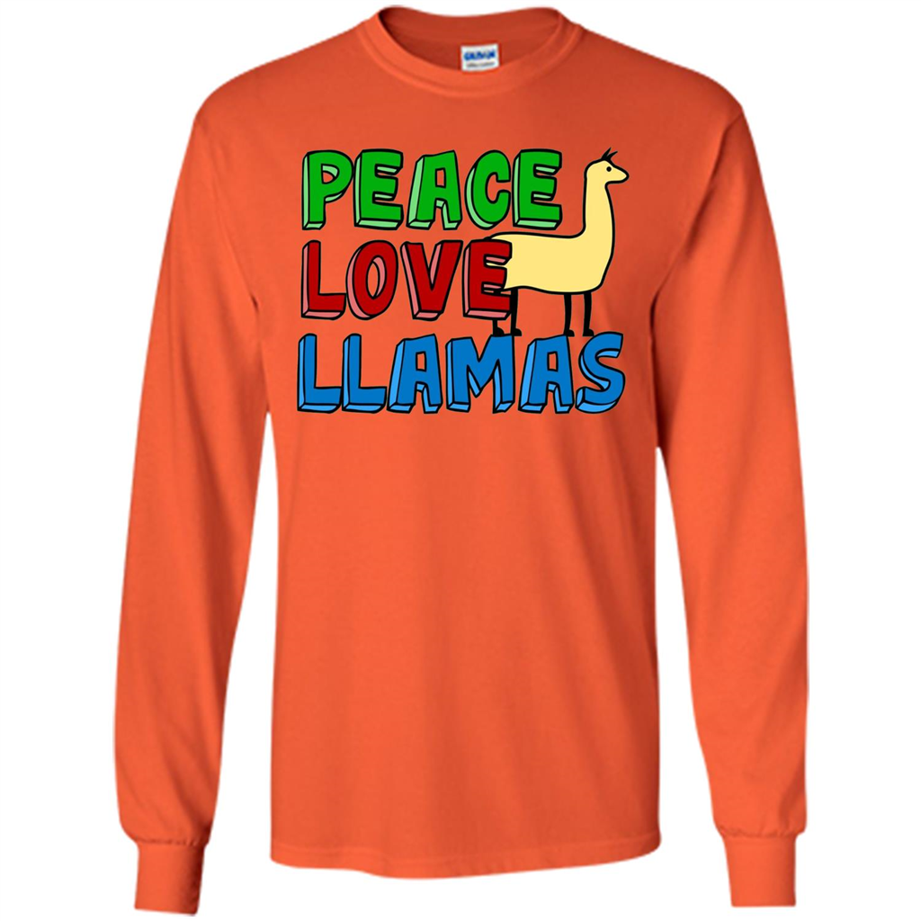 Peace Love Llamas T-shirt Orange