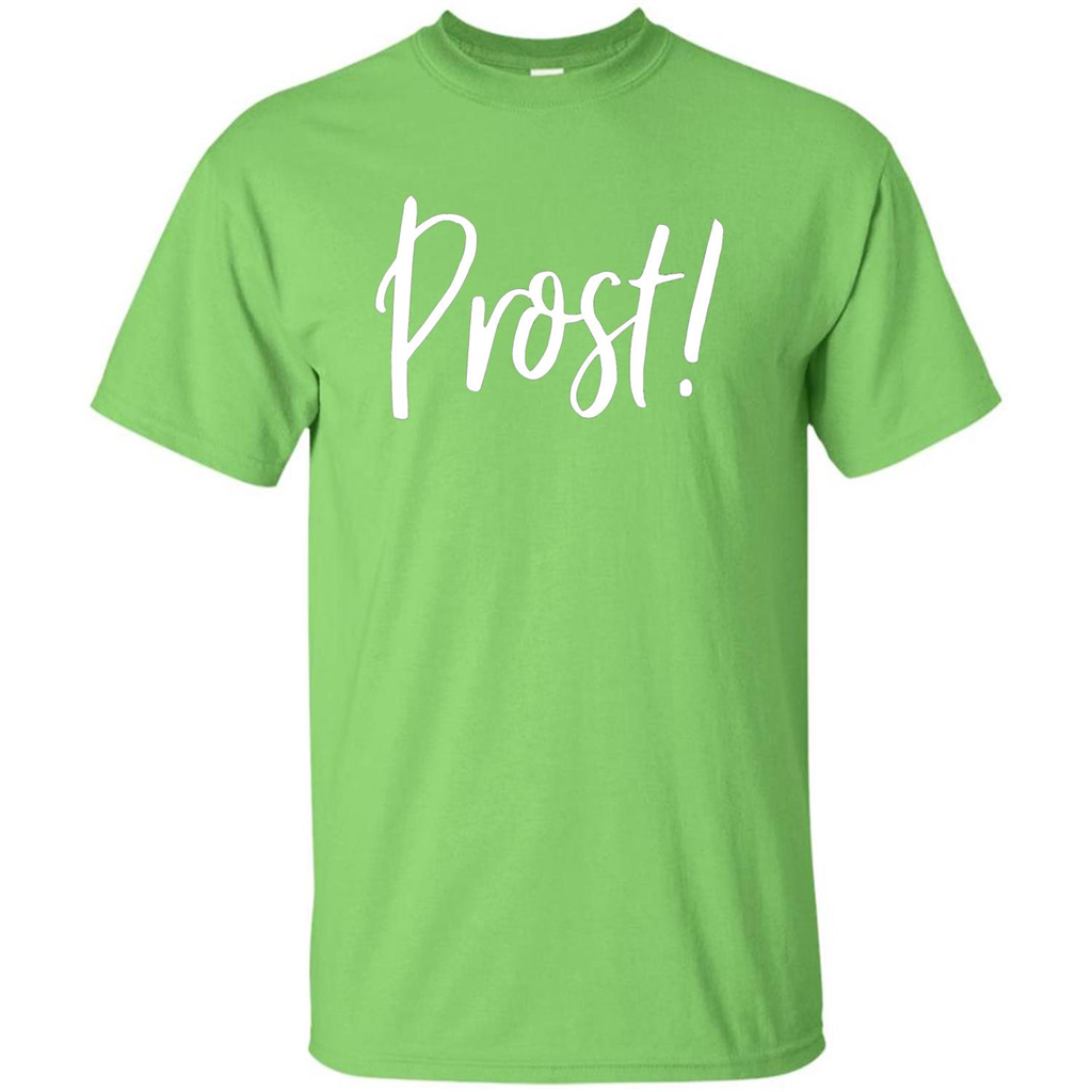 Prost! Cheers in German Drinking Beer Funny T-shirt Lime