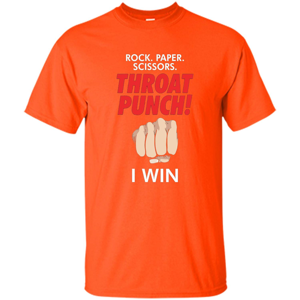 Rock Paper Scissors Throat Punch Funny I Win T-shirt Orange