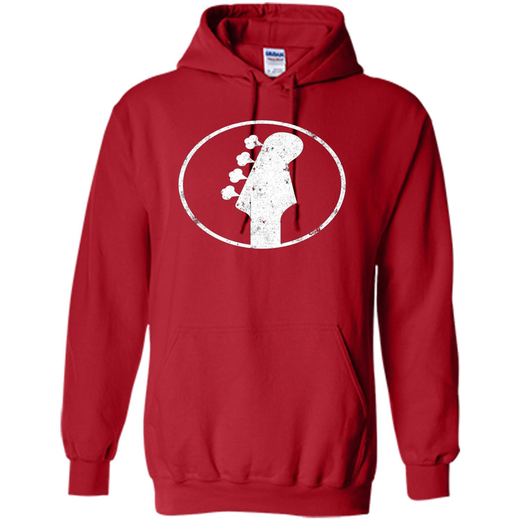 Bass Player - 4 String Headstock Distressed Bass T-shirt Red