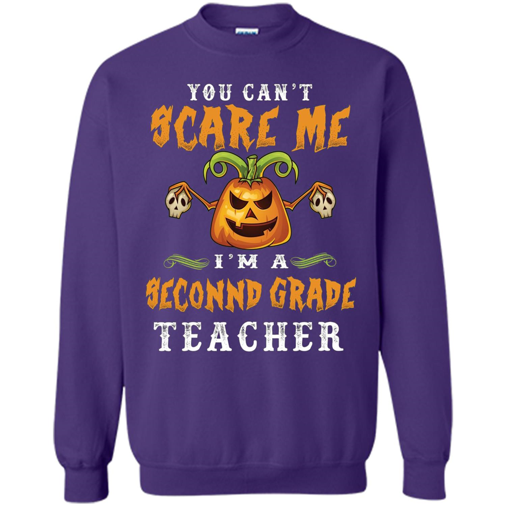 Can't Scare Me I'm A 2nd Grade Teacher Gifts - Halloween T-shirt Purple