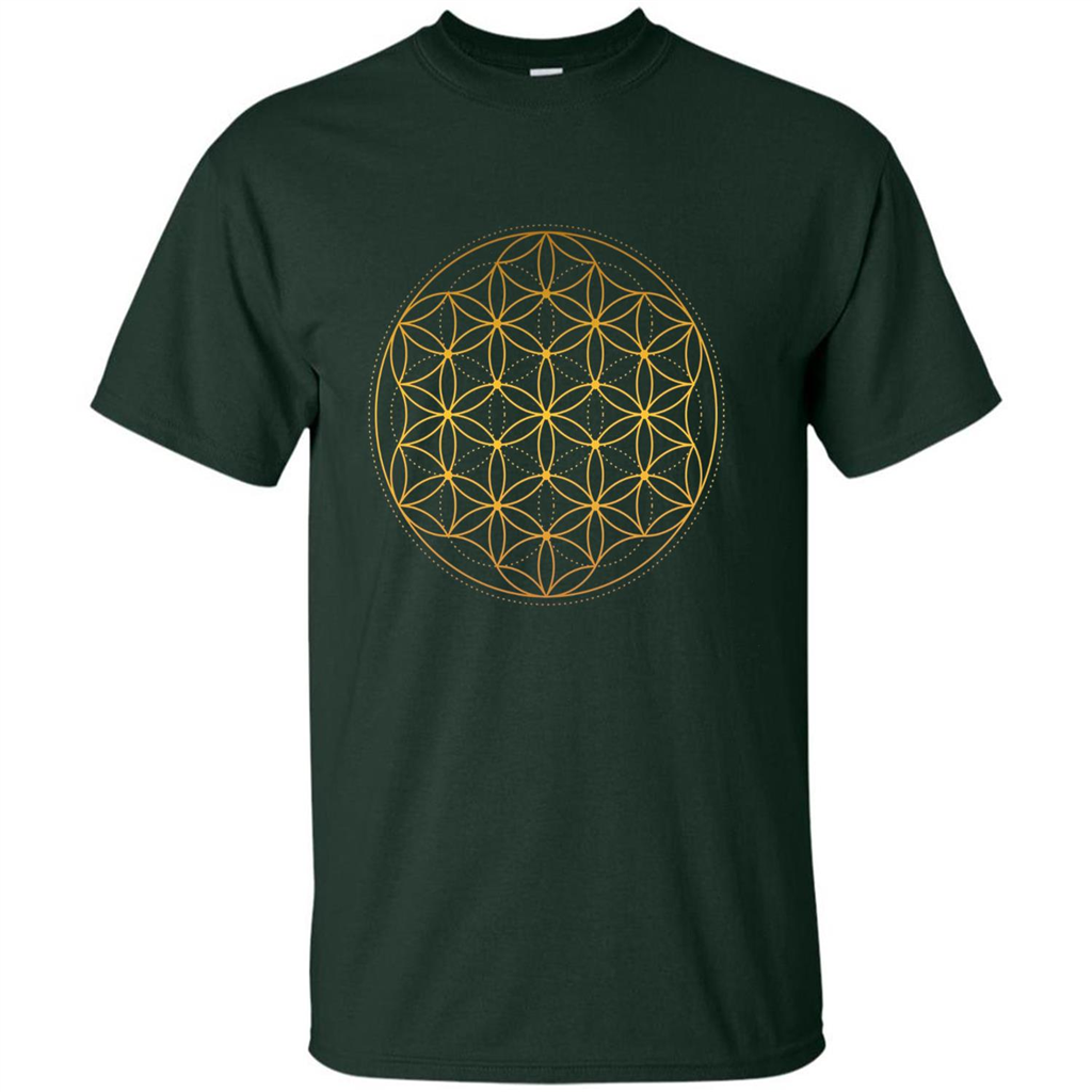 Beautiful Gold Sacred Geometry T-shirt Forest Green