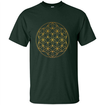 Beautiful Gold Sacred Geometry T-shirt Forest Green