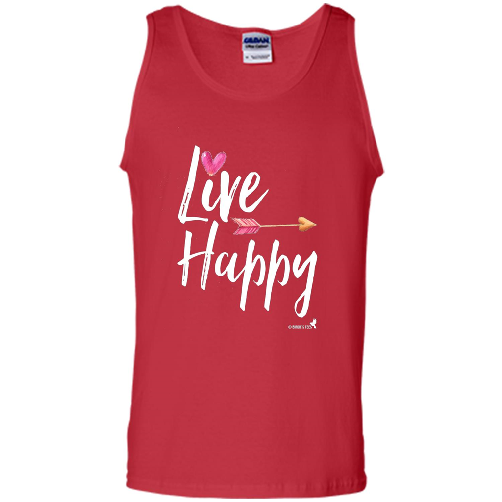 Inspirational Motivational Uplifting T-shirt Live Happy Red