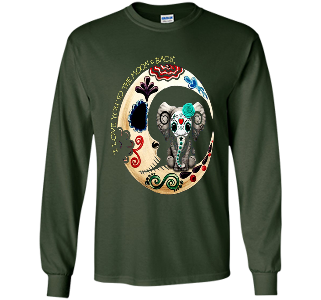 Elephant I Love You To The Moon Back T-shirt Forest Green
