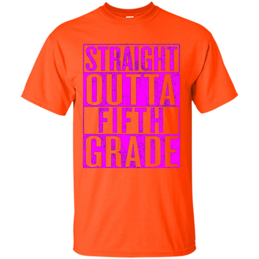 Straight Outta Fifth Grade T-shirt School Day T-shirt Orange