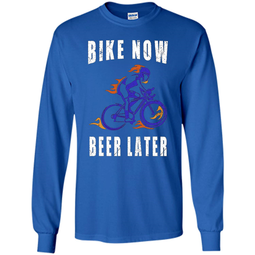 Bike Now Beer Later T-shirt Royal