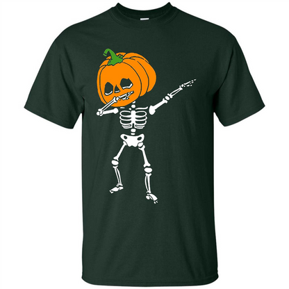 Halloween T-shirt Dabbing Skeleton T-shirt Forest Green