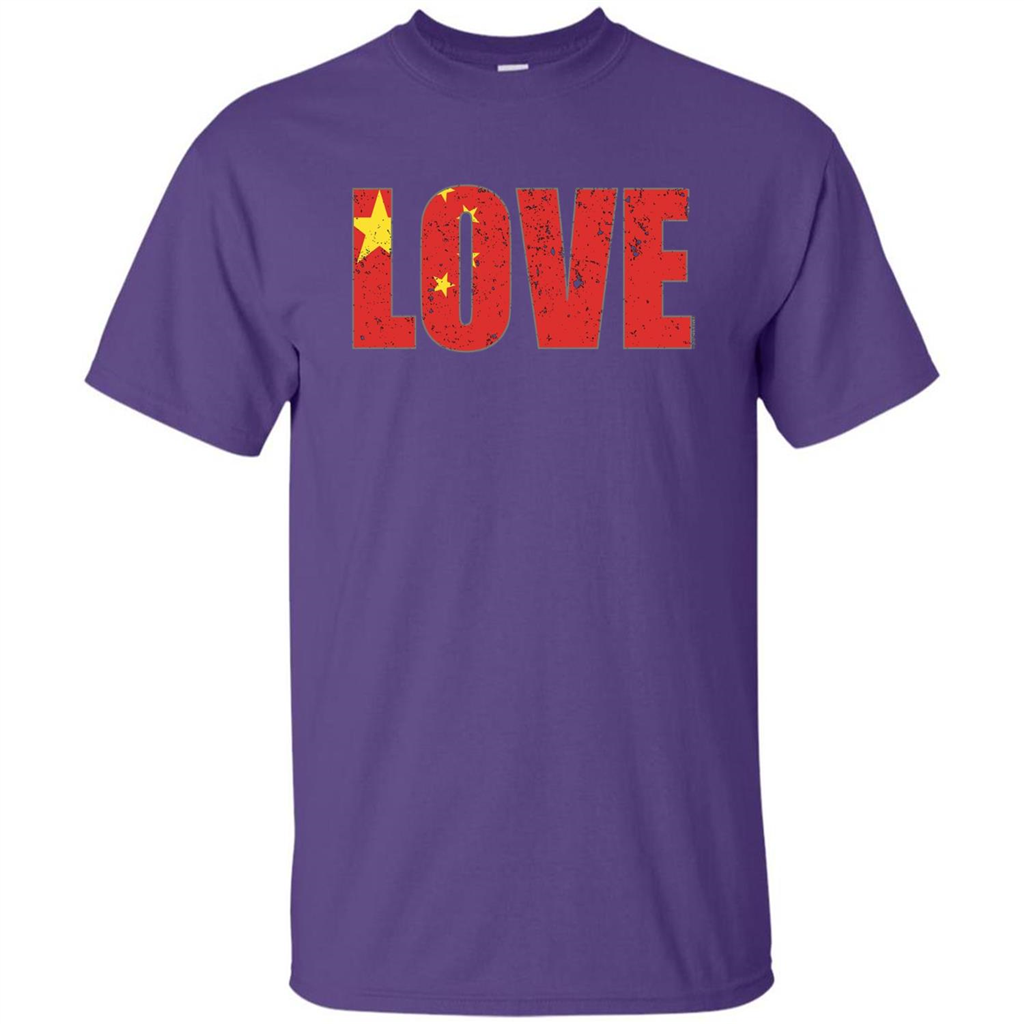 I Love China Flag T-shirt Purple