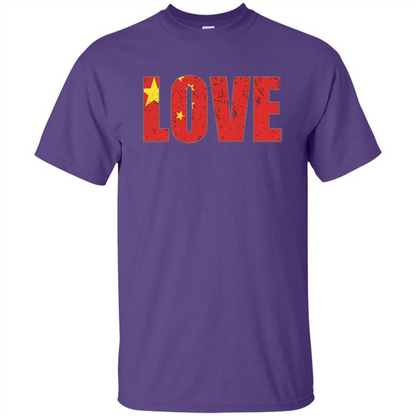 I Love China Flag T-shirt Purple