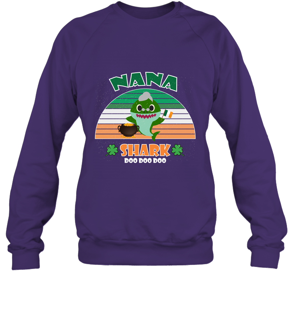 Irish Nana Shark Saint Patricks Day Family Shirt Sweatshirt Purple