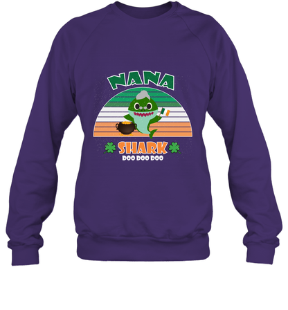 Irish Nana Shark Saint Patricks Day Family Shirt Sweatshirt Purple