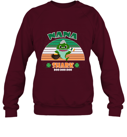 Irish Nana Shark Saint Patricks Day Family Shirt Sweatshirt Maroon