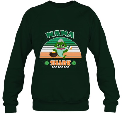 Irish Nana Shark Saint Patricks Day Family Shirt Sweatshirt Forest