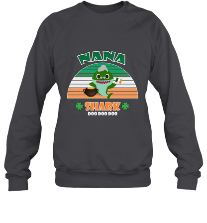 Irish Nana Shark Saint Patricks Day Family Shirt Sweatshirt Dark Heather