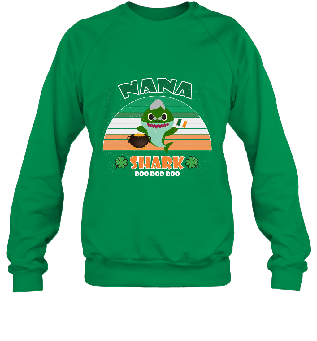 Irish Nana Shark Saint Patricks Day Family Shirt Sweatshirt Irish Green