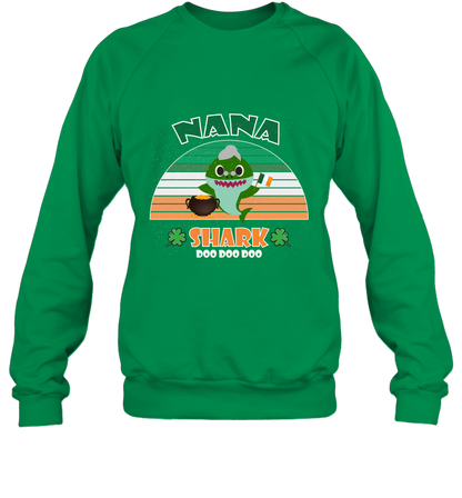 Irish Nana Shark Saint Patricks Day Family Shirt Sweatshirt Irish Green