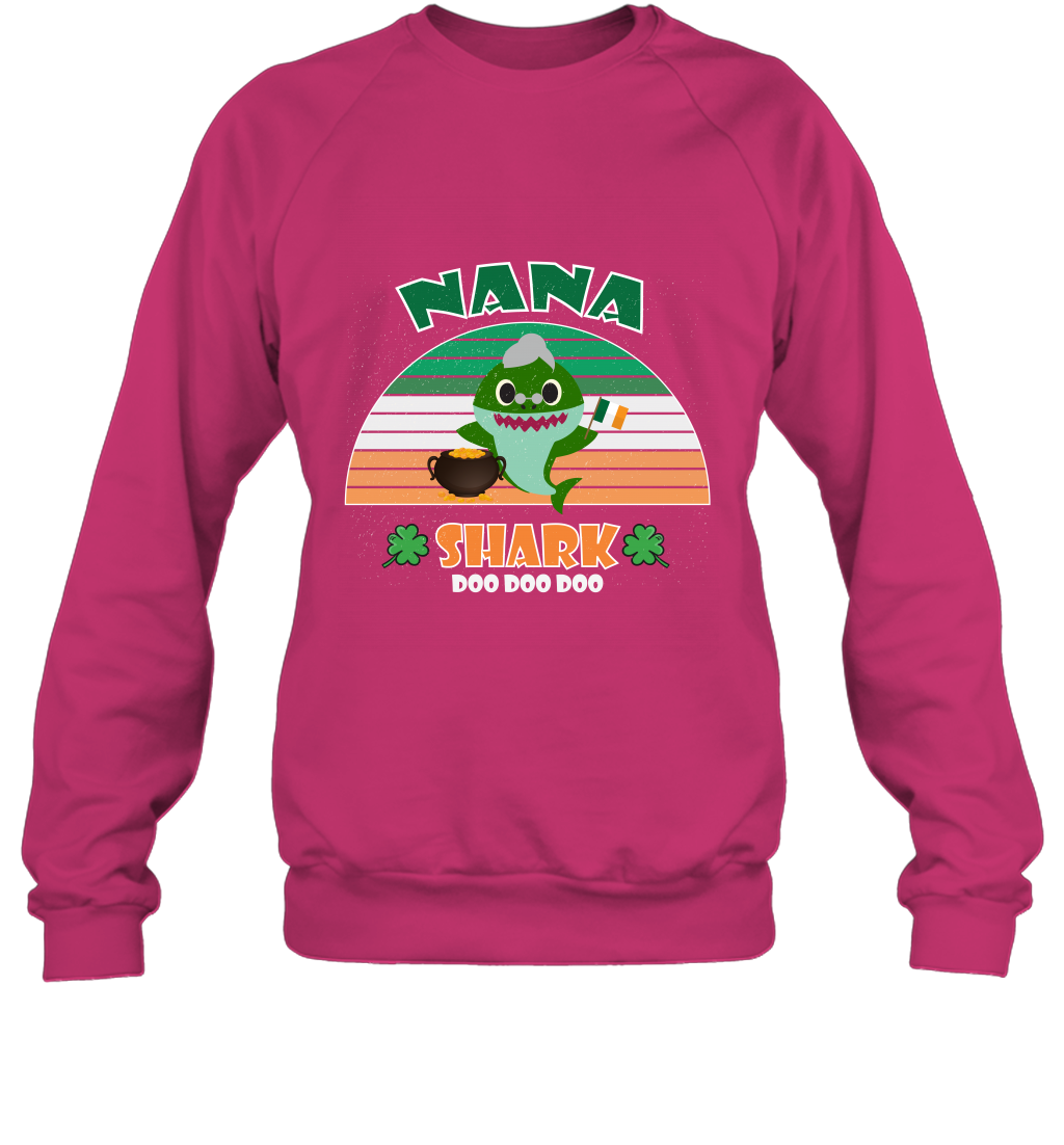 Irish Nana Shark Saint Patricks Day Family Shirt Sweatshirt Heliconia