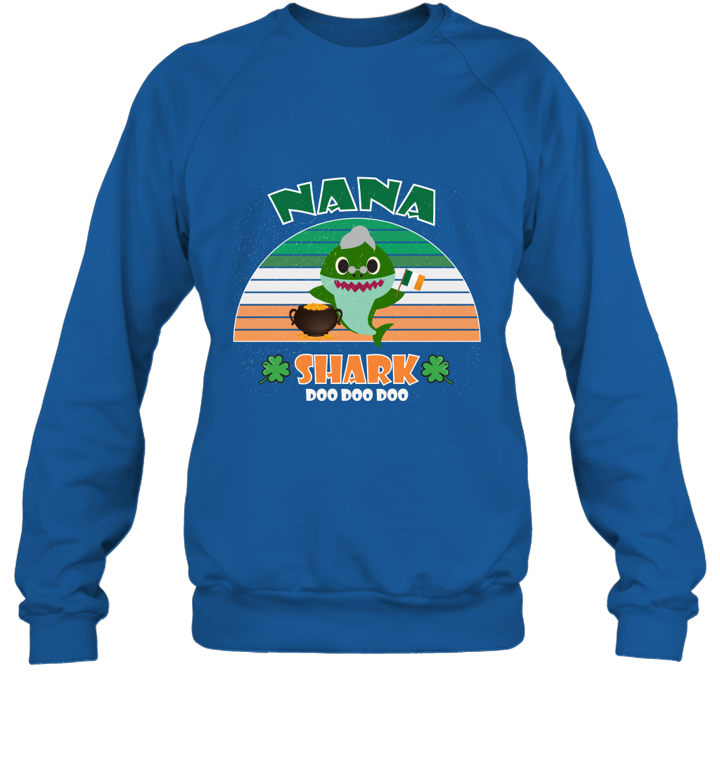 Irish Nana Shark Saint Patricks Day Family Shirt Sweatshirt Royal