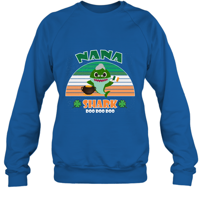 Irish Nana Shark Saint Patricks Day Family Shirt Sweatshirt Royal