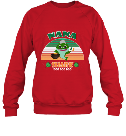Irish Nana Shark Saint Patricks Day Family Shirt Sweatshirt Red