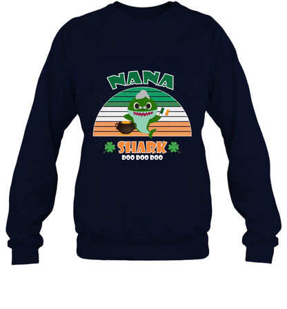 Irish Nana Shark Saint Patricks Day Family Shirt Sweatshirt Navy