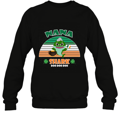 Irish Nana Shark Saint Patricks Day Family Shirt Sweatshirt Black