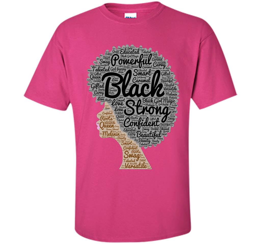 Afro Word Art Natural Hair T-Shirt for Black Women shirt Heliconia