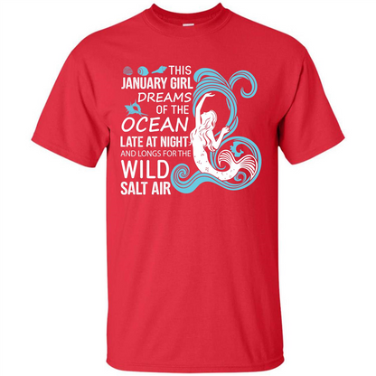 This January Girl Dreams Of The Ocean Late At Night T-shirt Red