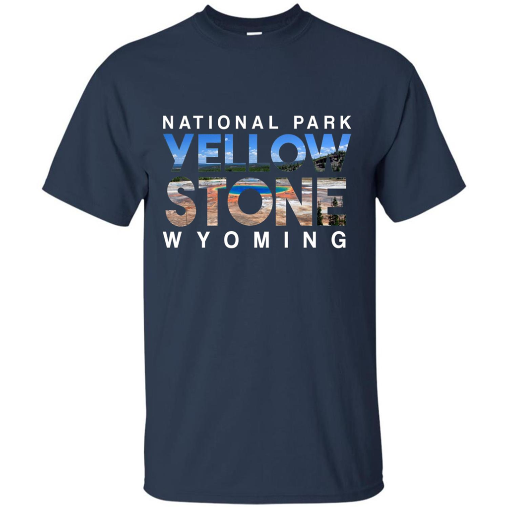 National Park Yellowstone Yellow Stone Photo Wyoming T-shirt Navy