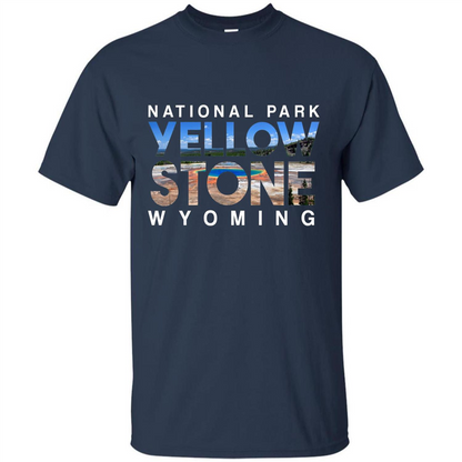 National Park Yellowstone Yellow Stone Photo Wyoming T-shirt Navy